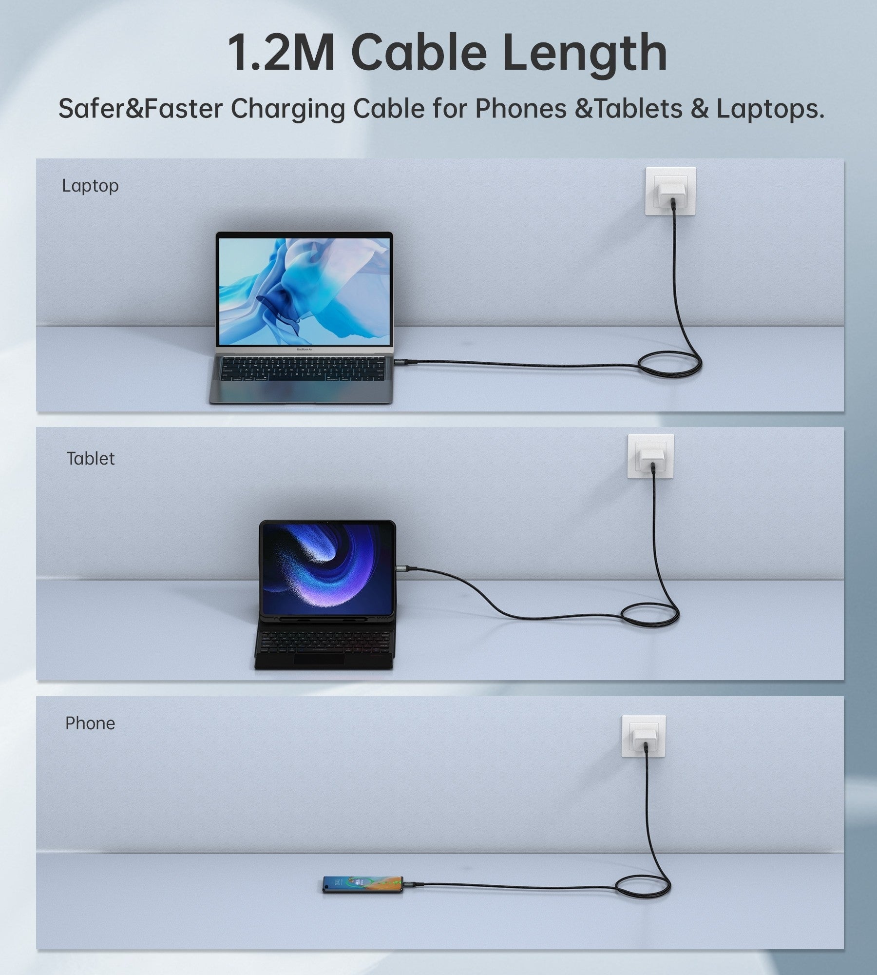 Computer Cables & Adapters: CHOETECH XCC-1040 USB-C M to M 240W Super Fast Speed Gen3 Cable 1.2M