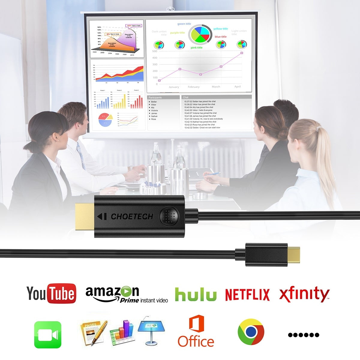 TVs & Accessories: CHOETECH XCH-0030 USB-C To HDMI Cable 3M