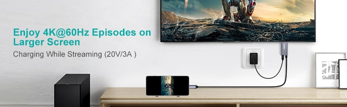TVs & Accessories: CHOETECH XCH-M180-GY-V2 Unidirectional Adapter USB-C (male) to HDMI 4K 60Hz (male) + PD100W Power Delivery 1.8M