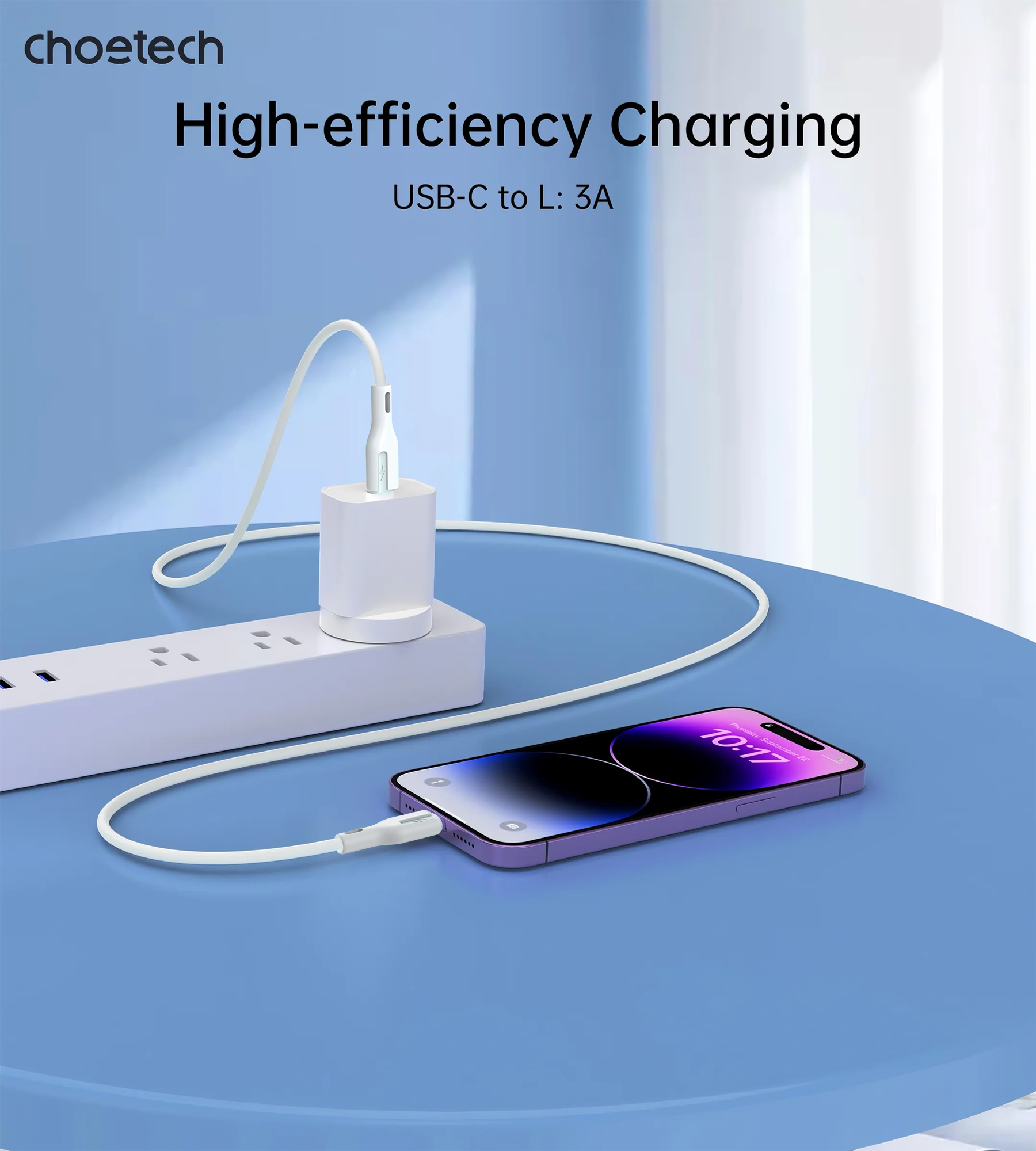 CHOETECH XCL-0002 Silicone USB-C to L Cable 1m White