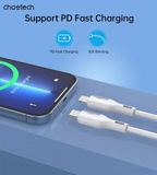 Phone Chargers: CHOETECH XCL-0002 Silicone USB-C to L Cable 1m White
