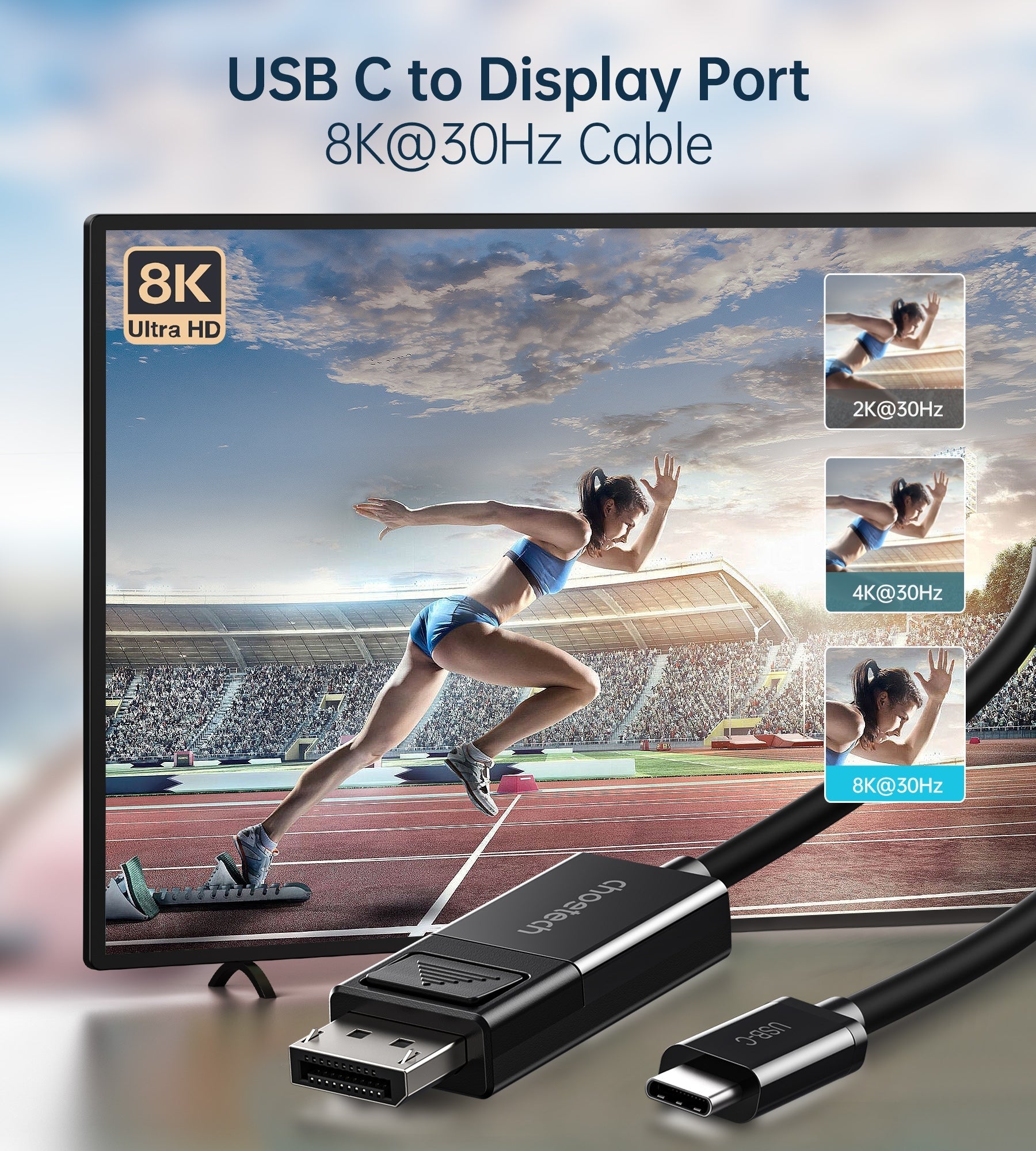 TVs & Accessories: CHOETECH XCP-1803 USB-C To DisplayPort Cable 8K@30Hz 1.8M Two-Way