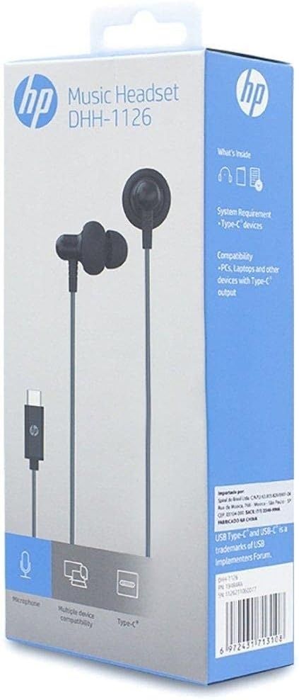 HP DHH-1126-BK TUSB-C Headphones Black with Microphone