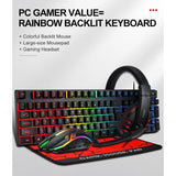 Desktops & Accessories: T-Wolf TF800 RGB 4-pcs Gaming Keyboard/Mouse/Headphone/Mouse Pad Kit Set