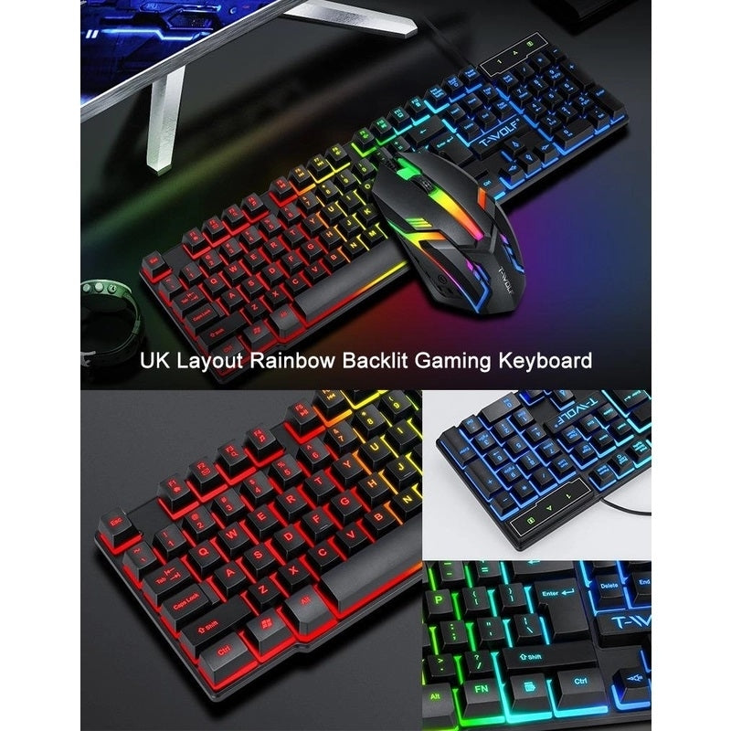Desktops & Accessories: T-Wolf TF800 RGB 4-pcs Gaming Keyboard/Mouse/Headphone/Mouse Pad Kit Set