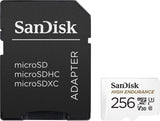 Memory Cards: SANDISK HIGH ENDURANCE MICROSDHC CARD SQQNR 256G UHS-I C10 U3 V30 100MB/S R 40MB/S W SD ADAPTOR SDSQQNR-256G-GN6IA