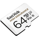 Memory Cards: SANDISK HIGH ENDURANCE MICROSDHC CARD SQQNR 64G UHS-I C10 U3 V30 100MB/S R 40MB/S W SD ADAPTOR SDSQQNR-064G-GN6IA