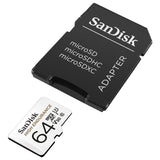 Memory Cards: SANDISK HIGH ENDURANCE MICROSDHC CARD SQQNR 64G UHS-I C10 U3 V30 100MB/S R 40MB/S W SD ADAPTOR SDSQQNR-064G-GN6IA
