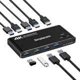 Desktops & Accessories: Simplecom KM420 2-Port HDMI KVM Switch HDMI 2.0 4K@60Hz 4-Port USB 3.0 Hub 5Gbps