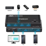 Desktops & Accessories: Simplecom KM420 2-Port HDMI KVM Switch HDMI 2.0 4K@60Hz 4-Port USB 3.0 Hub 5Gbps
