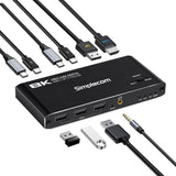 Laptop Stands: Simplecom KM470 2-Port USB-C KVM Switch 8K Docking Station HDMI 2.1 DP for Laptop Tablet