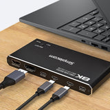 Laptop Stands: Simplecom KM470 2-Port USB-C KVM Switch 8K Docking Station HDMI 2.1 DP for Laptop Tablet