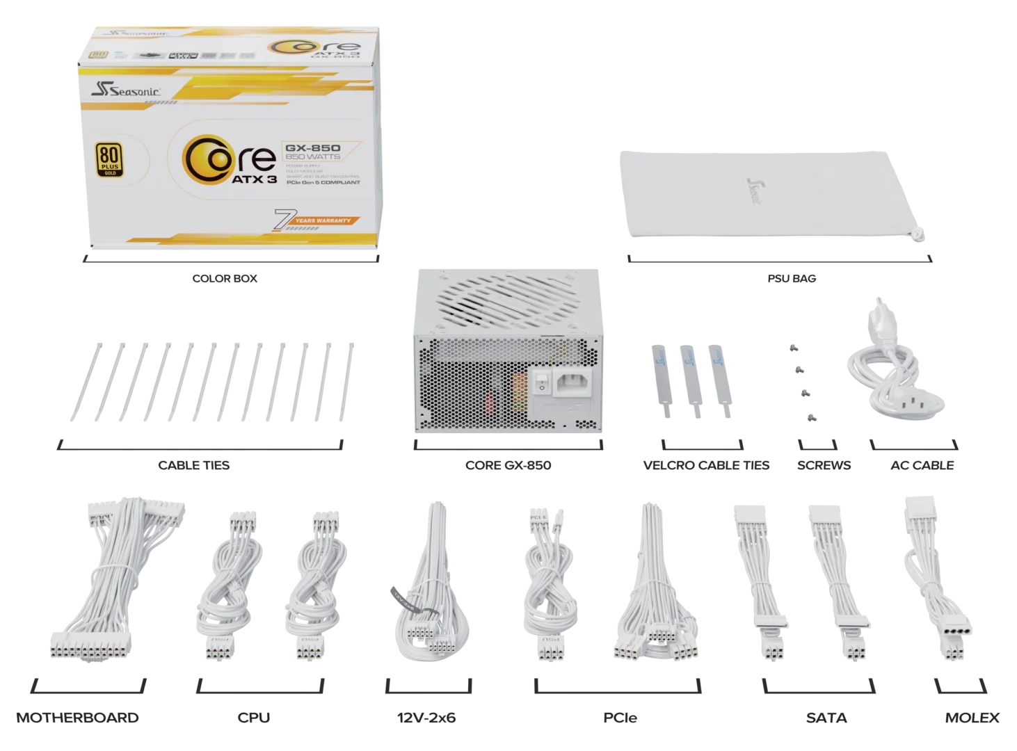 Seasonic CORE GX-850 White ATX 3.1 850W (SRP-CGX851-A5A32SF-WHITE)