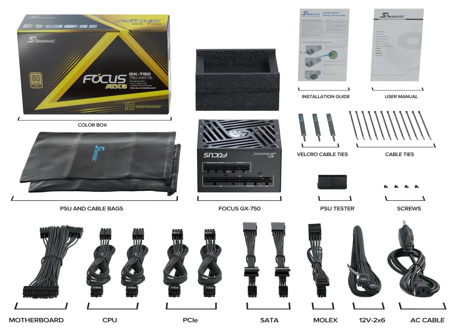Seasonic 750W Focus GX-750 V4 Fully-Modular 80 PLUS Gold ATX3.1/PCIe 5.1 PSU SRP-FGX751-A5A32SF