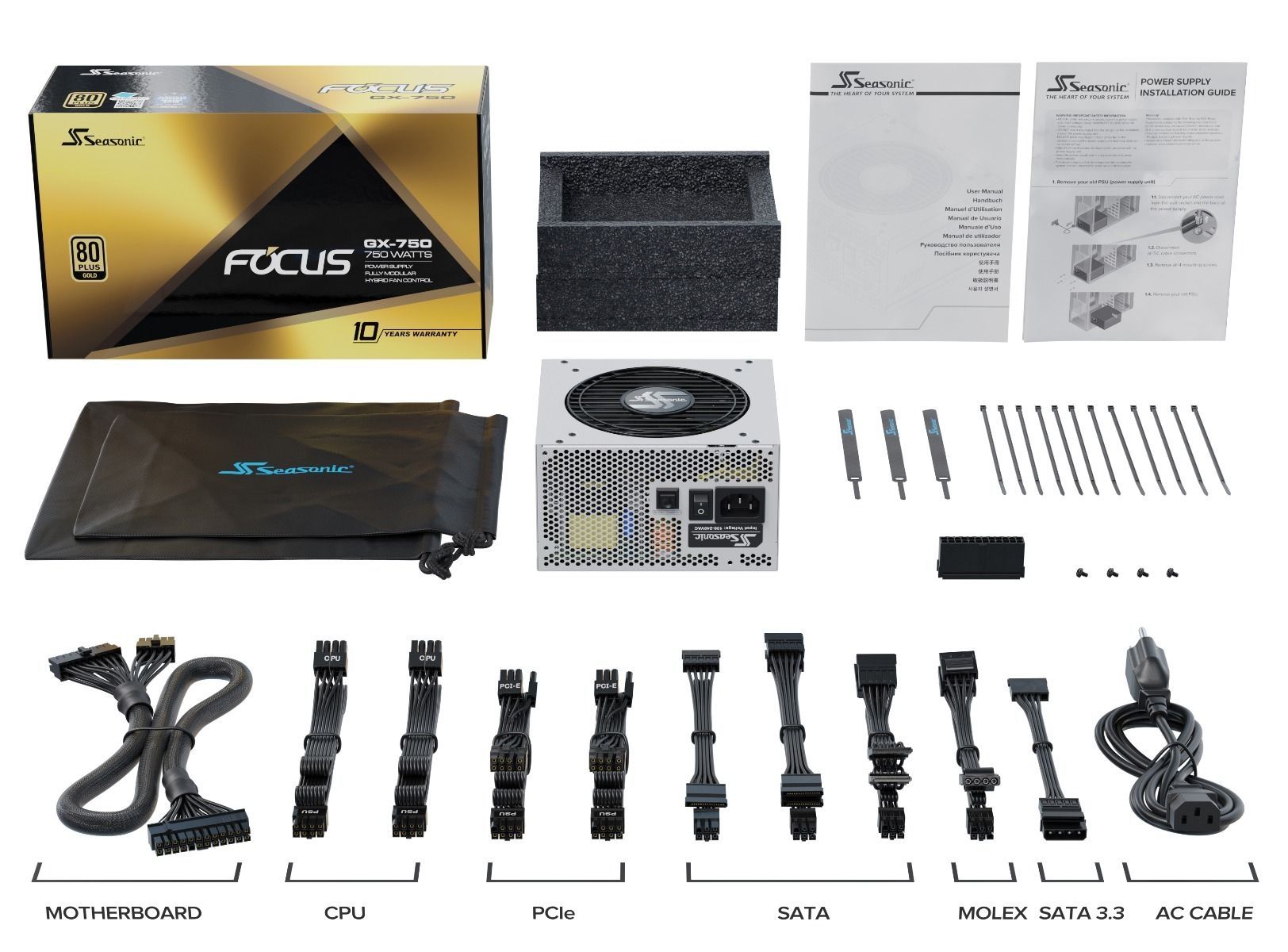 SEASONIC FOCUS GX (ONESEASONIC) WHITE EDITION GX-750 (SSR-750FX WHITE)  750W 80 PLUS GOLD PSU