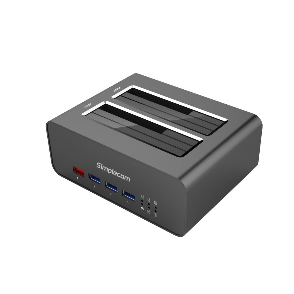 Hard Drives: Simplecom SD352 USB 3.0 to Dual SATA Aluminium Docking Station with 3-Port Hub and 1 Port 2.1A USB Charger