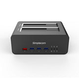 Hard Drives: Simplecom SD352 USB 3.0 to Dual SATA Aluminium Docking Station with 3-Port Hub and 1 Port 2.1A USB Charger