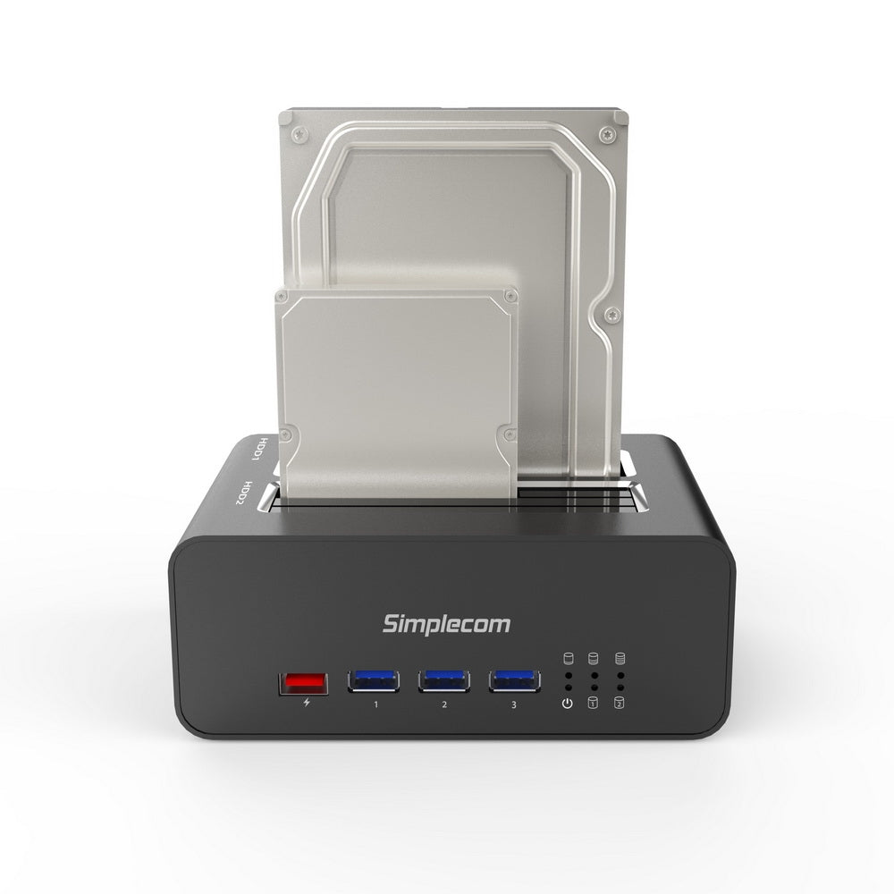 Hard Drives: Simplecom SD352 USB 3.0 to Dual SATA Aluminium Docking Station with 3-Port Hub and 1 Port 2.1A USB Charger