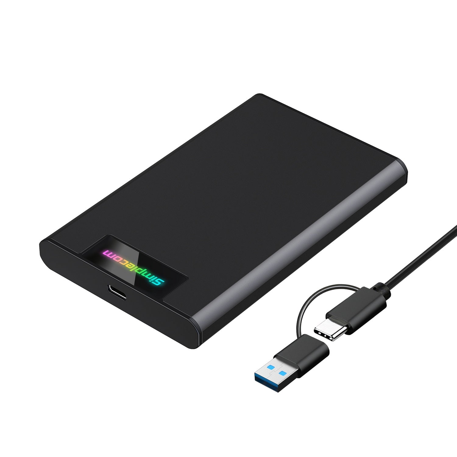 Hard Drives: Simplecom SE239 Tool-free 2.5" SATA HDD SSD to USB-C Enclosure with RGB Lights USB 3.2 Gen 2
