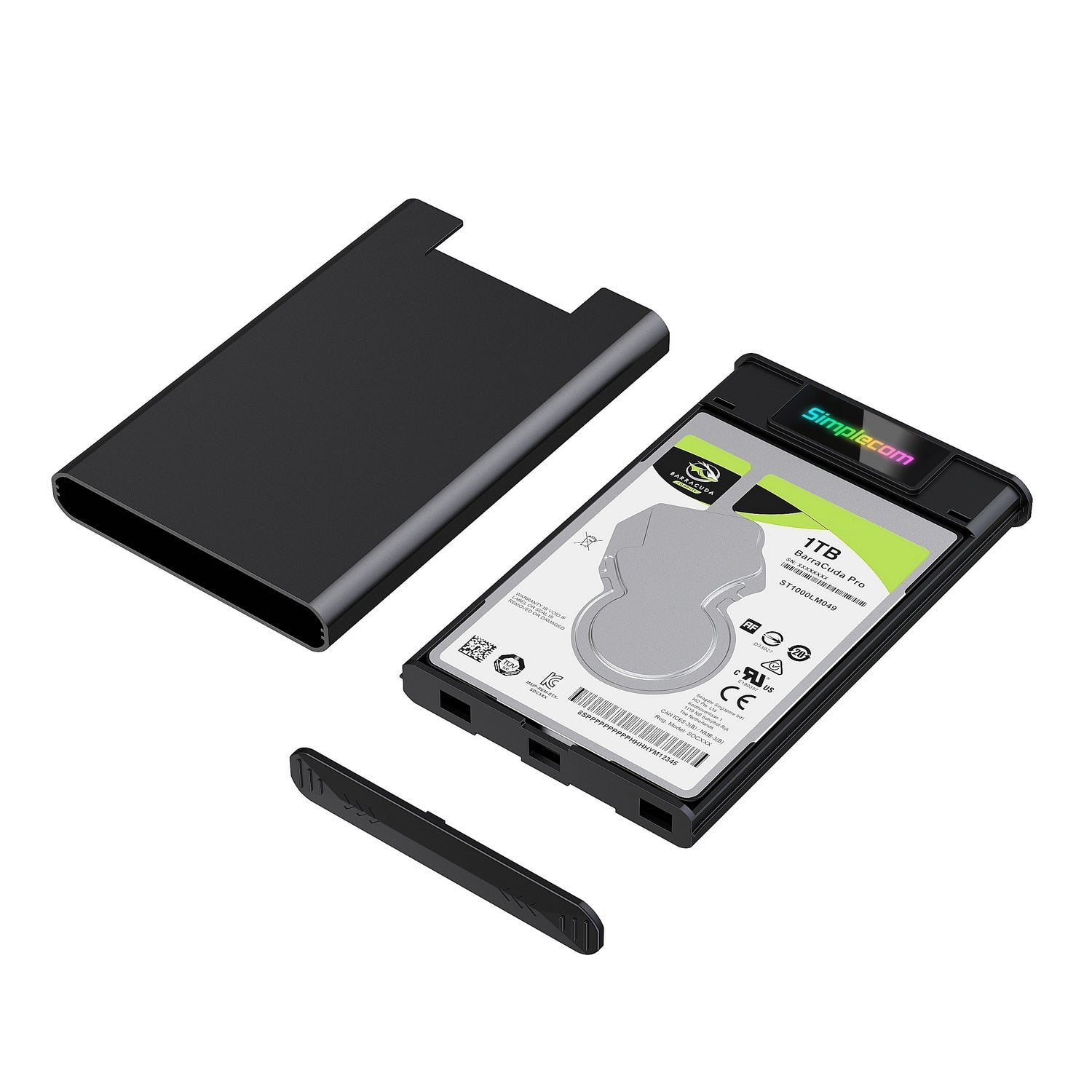 Hard Drives: Simplecom SE239 Tool-free 2.5" SATA HDD SSD to USB-C Enclosure with RGB Lights USB 3.2 Gen 2