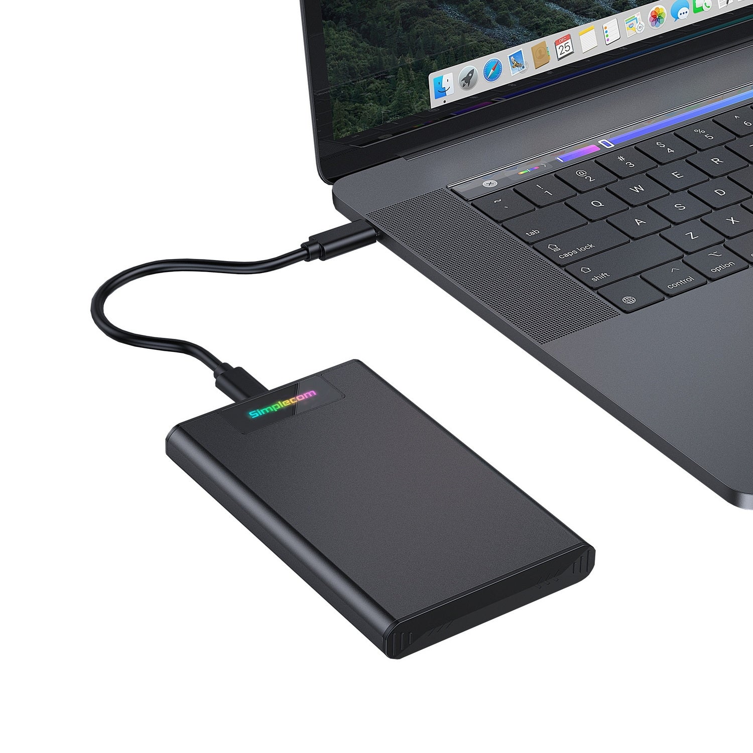 Hard Drives: Simplecom SE239 Tool-free 2.5" SATA HDD SSD to USB-C Enclosure with RGB Lights USB 3.2 Gen 2