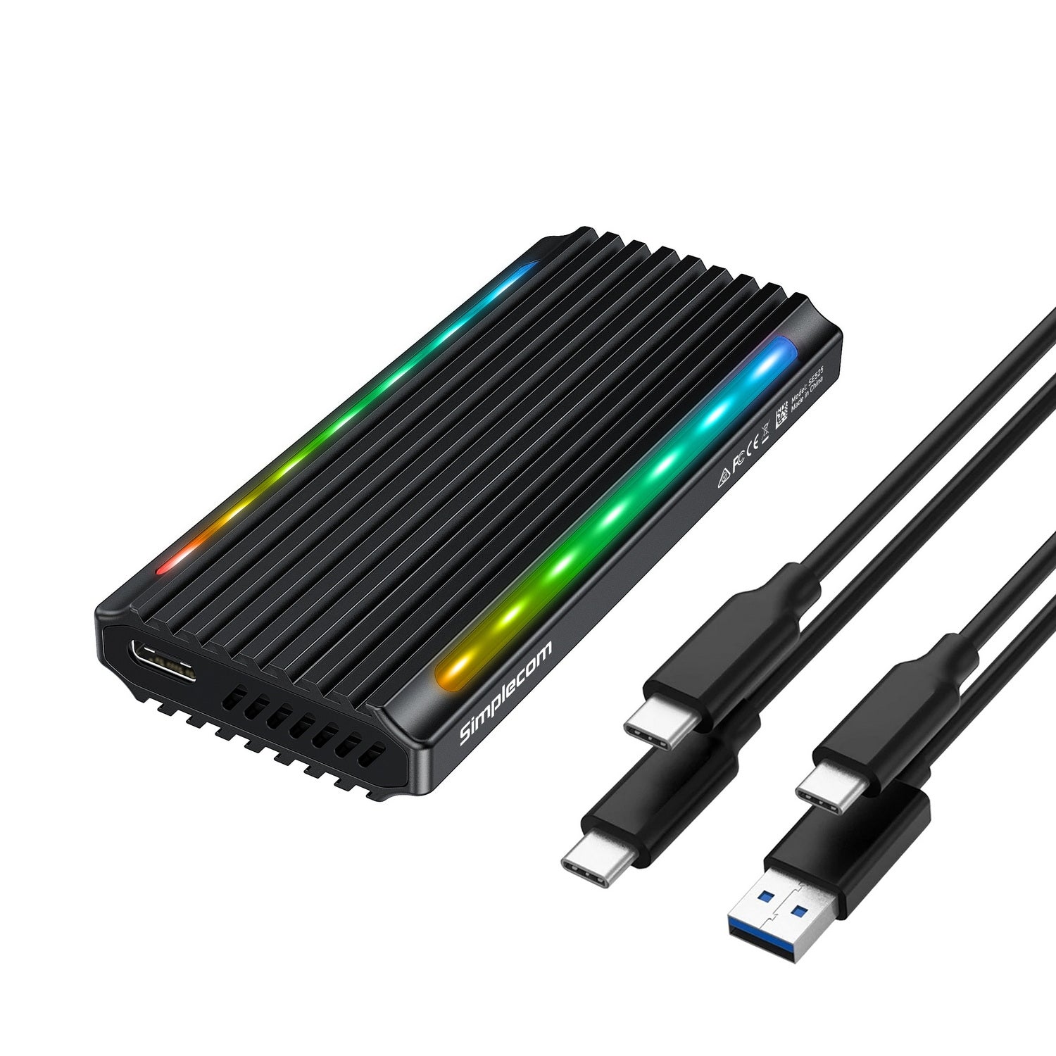 Hard Drives: Simplecom SE525 NVMe / SATA M.2 SSD USB-C Enclosure with RGB Light USB 3.2 Gen 2 10Gbps