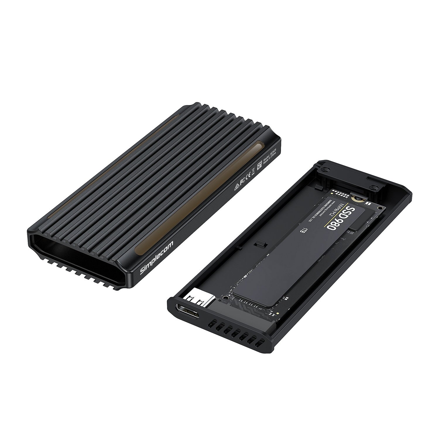 Hard Drives: Simplecom SE525 NVMe / SATA M.2 SSD USB-C Enclosure with RGB Light USB 3.2 Gen 2 10Gbps