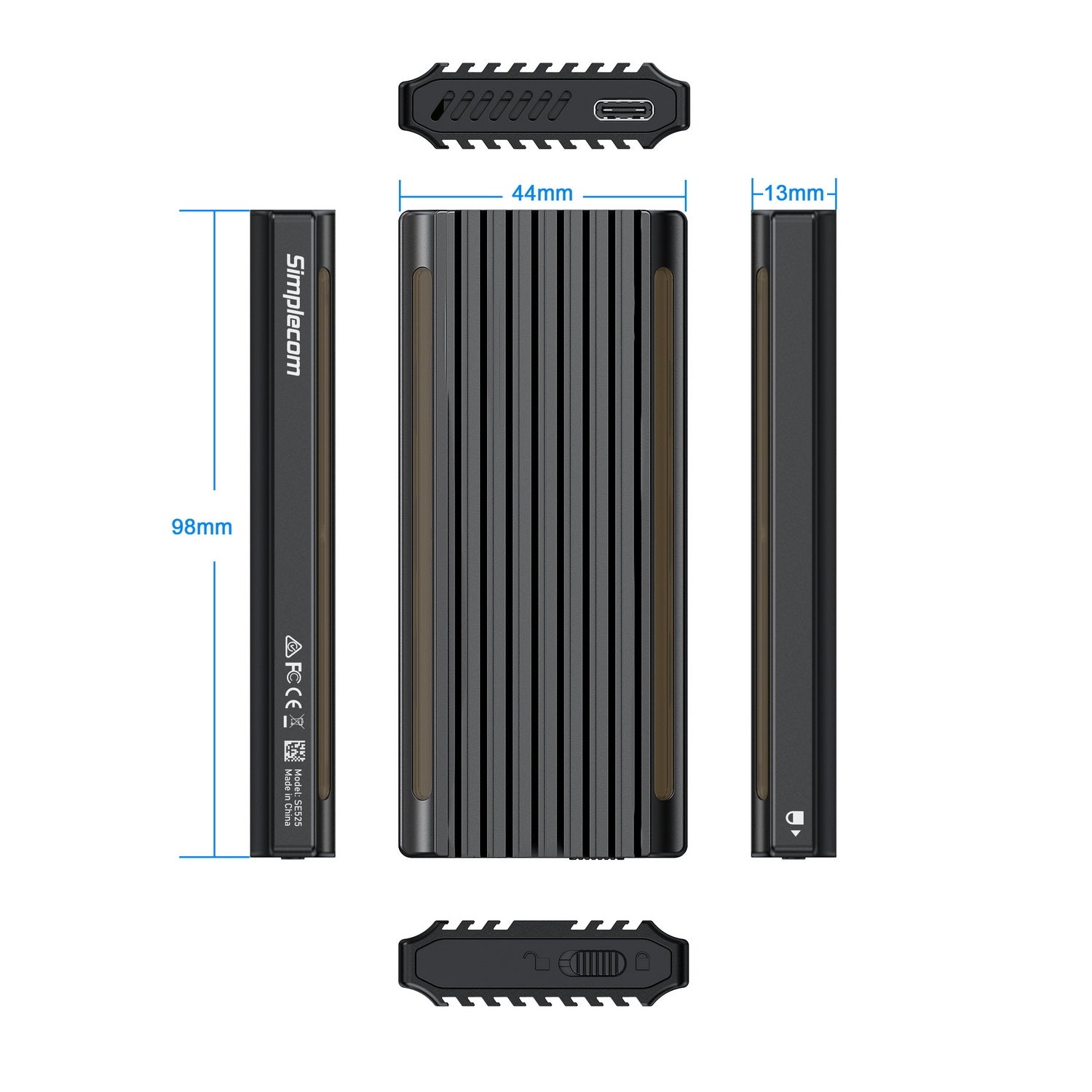 Hard Drives: Simplecom SE525 NVMe / SATA M.2 SSD USB-C Enclosure with RGB Light USB 3.2 Gen 2 10Gbps