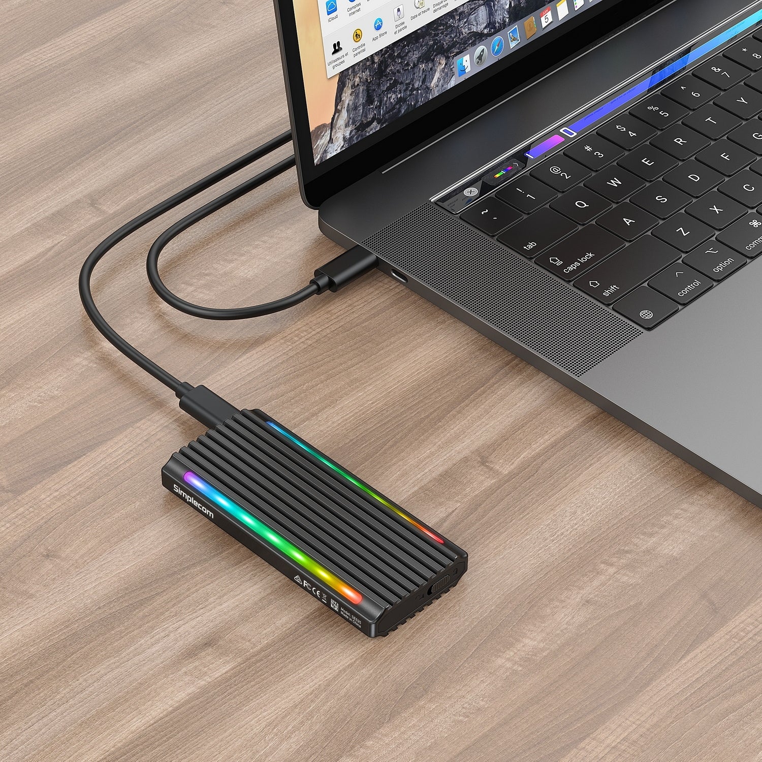 Hard Drives: Simplecom SE525 NVMe / SATA M.2 SSD USB-C Enclosure with RGB Light USB 3.2 Gen 2 10Gbps