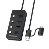Desktops & Accessories: Simplecom CH345C SuperSpeed USB-A and USB-C to 4-Port USB 3.0 Hub 5Gbps Individual Switches and Power Adapter