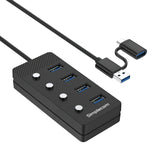 Desktops & Accessories: Simplecom CH345C SuperSpeed USB-A and USB-C to 4-Port USB 3.0 Hub 5Gbps Individual Switches and Power Adapter