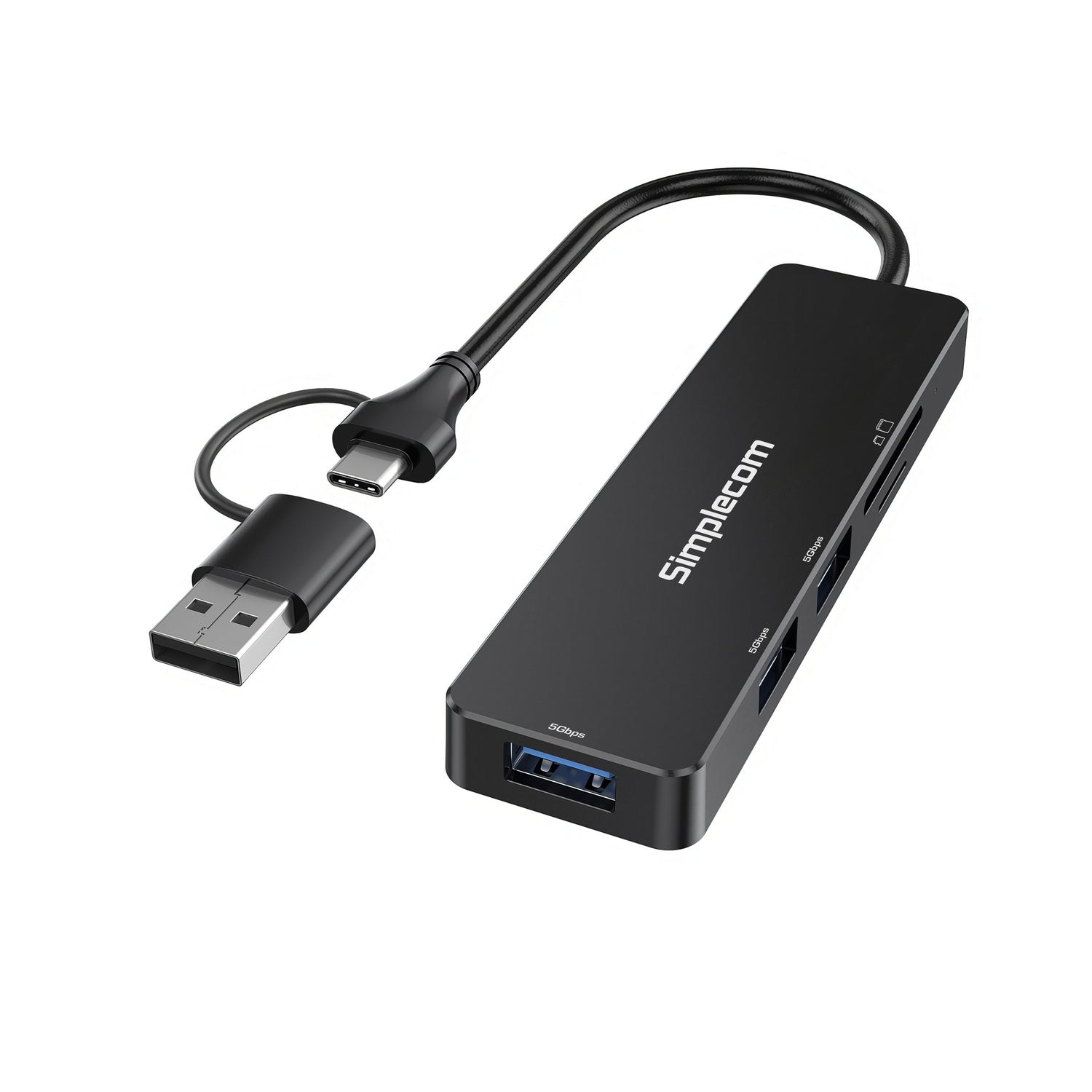 Desktops & Accessories: Simplecom CH365C SuperSpeed 3-Port USB Hub with SD MicroSD Card Reader USB-A and USB-C Dual Connector