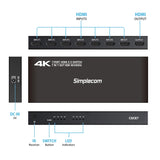 Computer Monitors & Accessories: Simplecom CM317 7-Port HDMI 2.0 Switch with Remote 7 IN 1 OUT Splitter HDCP 2.2 4K@60Hz