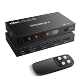 Computer Monitors & Accessories: Simplecom CM324v2 4-Port HDMI 2.1 Switch with Remote 4 IN 1 OUT Splitter HDCP 2.3 8K@60Hz