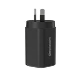 Phone Chargers: Simplecom CU365 3-Port PD 65W GaN Wall Charger Dual USB-C + USB-A for Phone Laptop