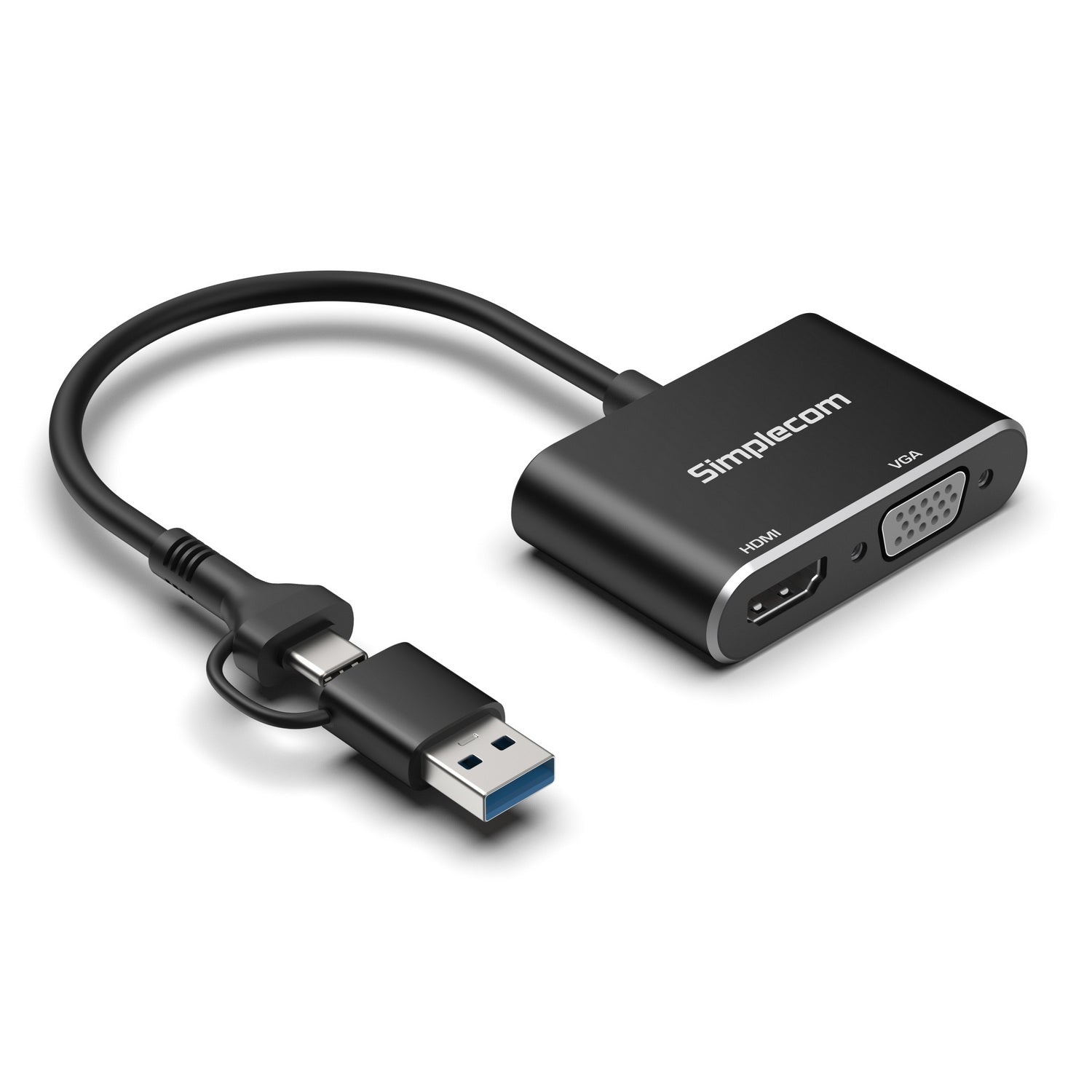 Computer Cables & Adapters: Simplecom DA326C USB 3.0 and USB-C to HDMI + VGA Video Card Adapter Full HD 1080p
