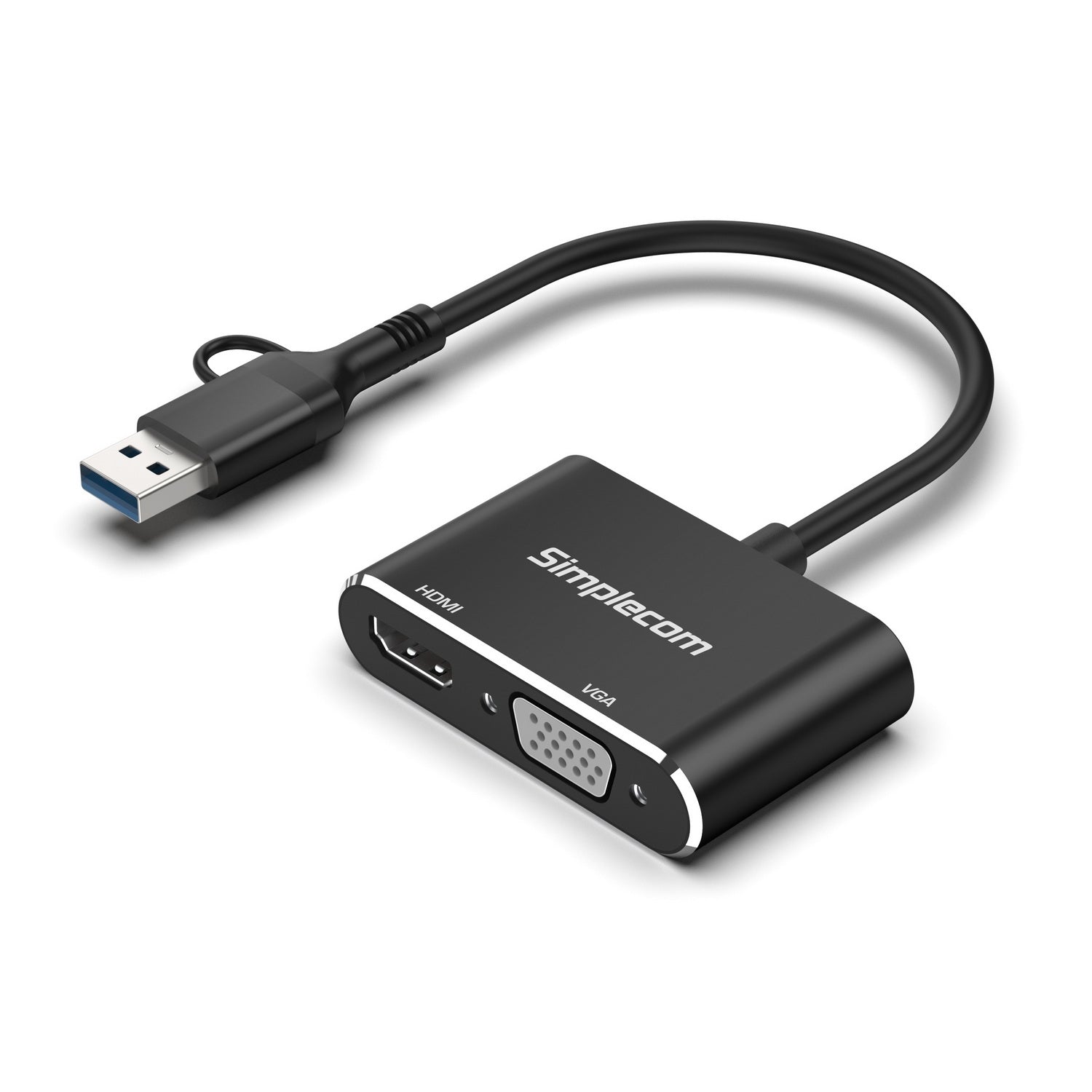 Computer Cables & Adapters: Simplecom DA326C USB 3.0 and USB-C to HDMI + VGA Video Card Adapter Full HD 1080p