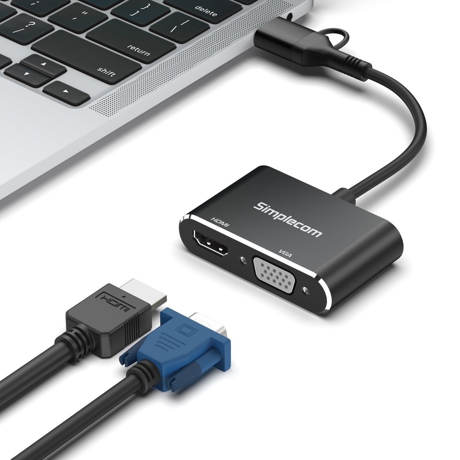 Computer Cables & Adapters: Simplecom DA326C USB 3.0 and USB-C to HDMI + VGA Video Card Adapter Full HD 1080p