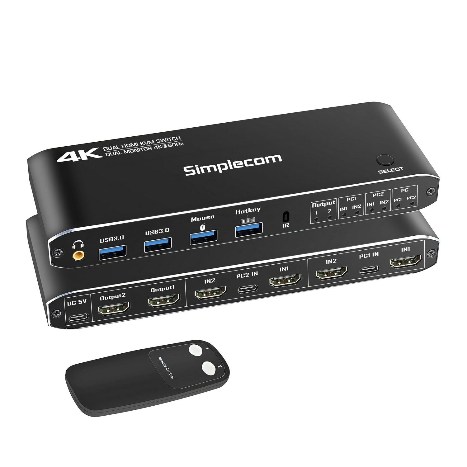 Desktops & Accessories: Simplecom KM430 Dual HDMI Monitor KVM Switch for 2 Computers with 4-Port USB Hub 4K@60Hz Keyboard Hotkey