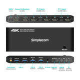Desktops & Accessories: Simplecom KM430 Dual HDMI Monitor KVM Switch for 2 Computers with 4-Port USB Hub 4K@60Hz Keyboard Hotkey