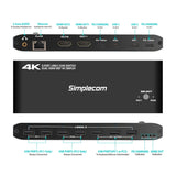 Desktops & Accessories: Simplecom KM590 2-Port USB-C Dual 4K HDMI Monitor KVM Switch and Docking Station with Network Sharing