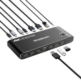 Desktops & Accessories: Simplecom KM590 2-Port USB-C Dual 4K HDMI Monitor KVM Switch and Docking Station with Network Sharing