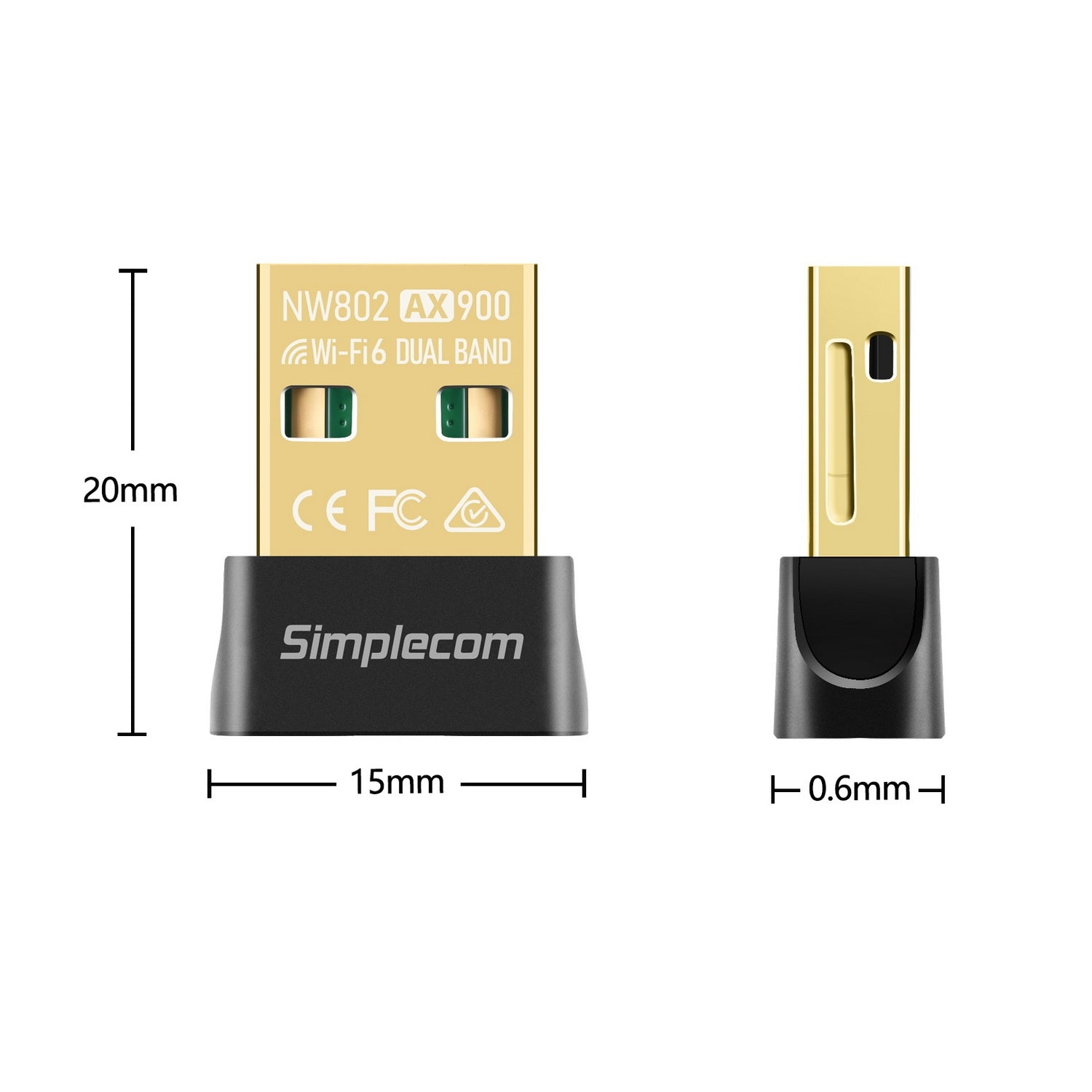 Desktops & Accessories: Simplecom NW802 AX900 Dual Band Wi-Fi 6 USB Wireless Nano Adapter