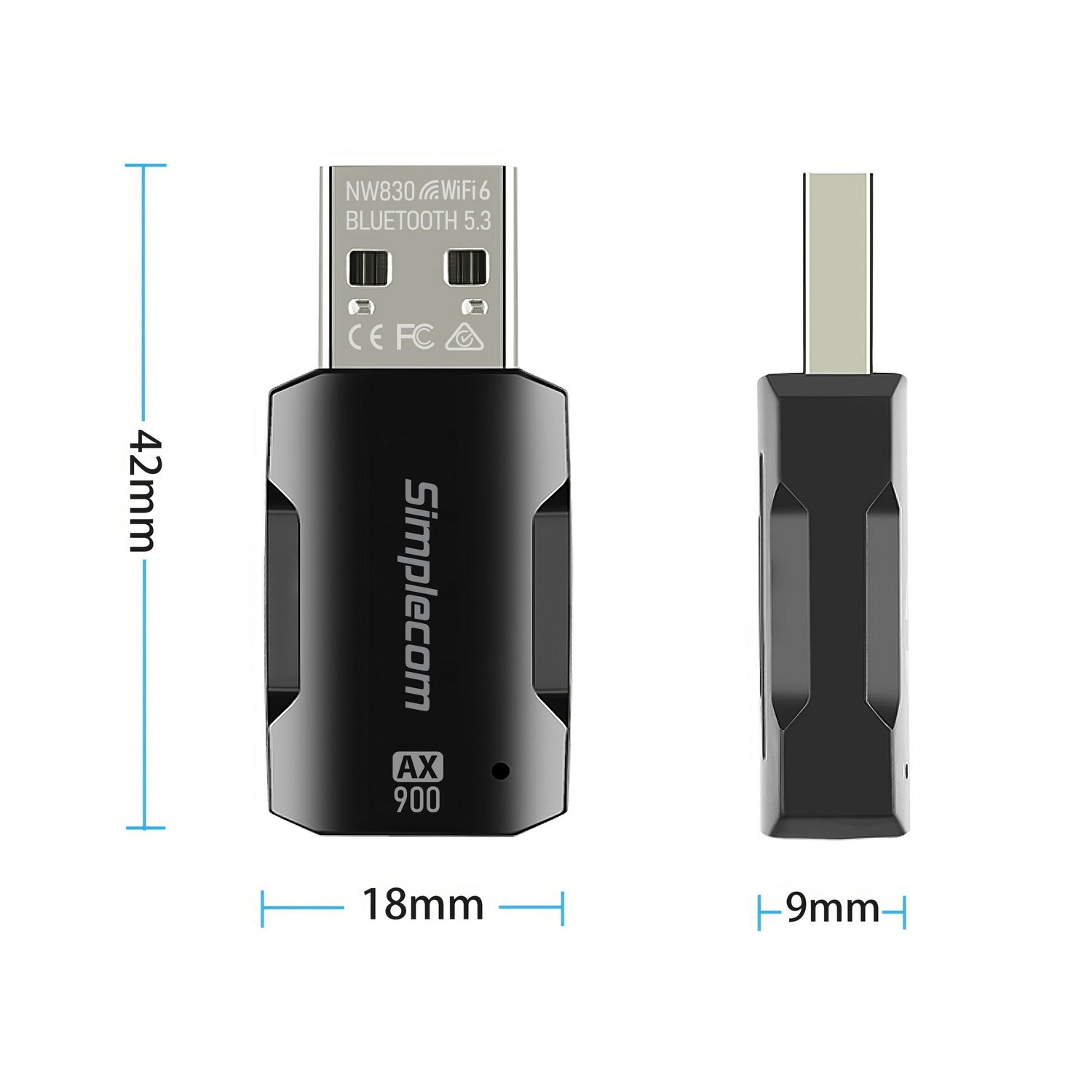 Desktops & Accessories: Simplecom NW830 Wi-Fi 6 and Bluetooth 5.3 Combo USB Adapter Dual Band AX900