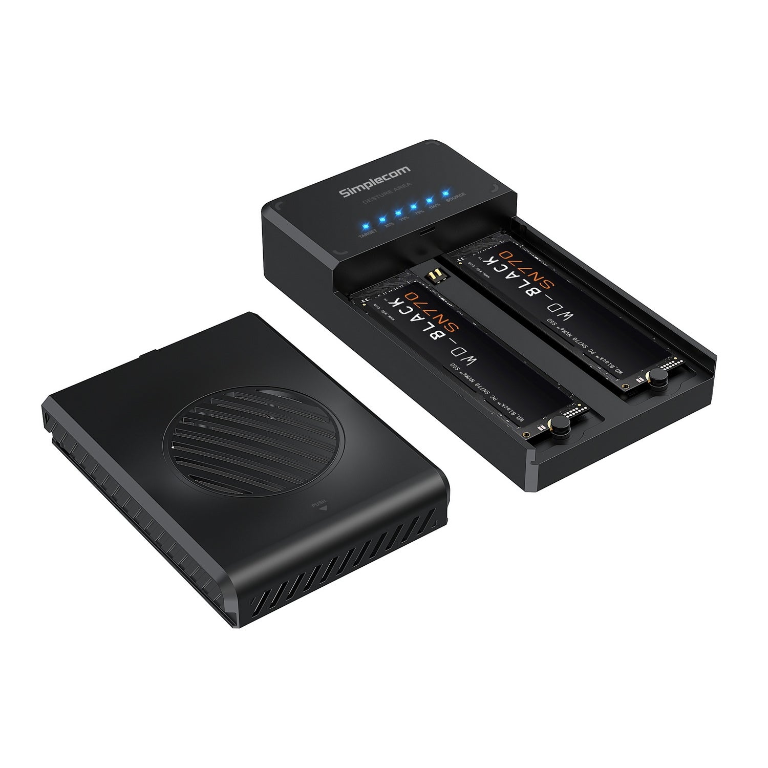 Hard Drives: Simplecom SD560 Dual Bay NVMe M.2 SSD Enclosure Offline Clone Docking Station USB 3.2 Gen2 10Gbps
