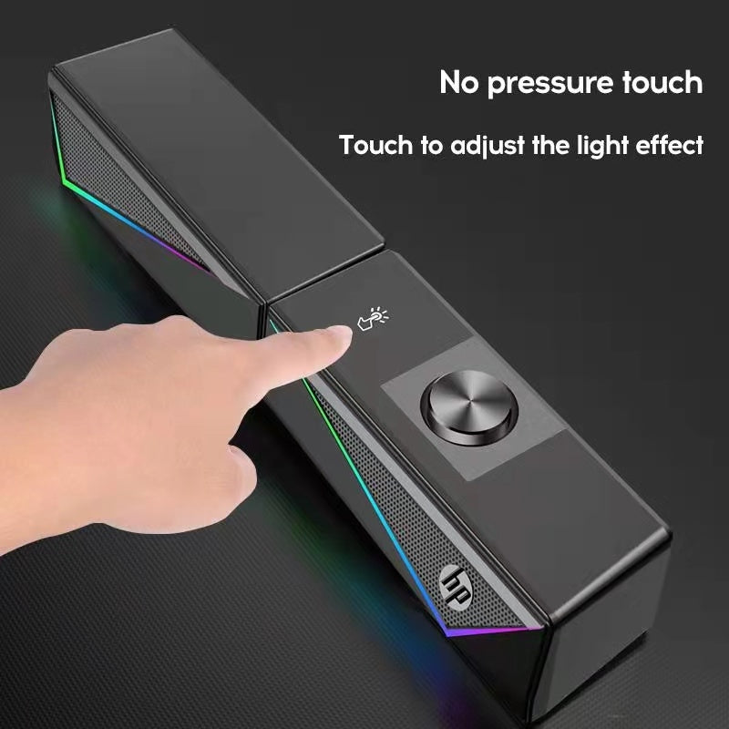 Audio Speakers: HP DHE-6005 Wired RGB Gaming Surround Soundbar Stereo Speaker