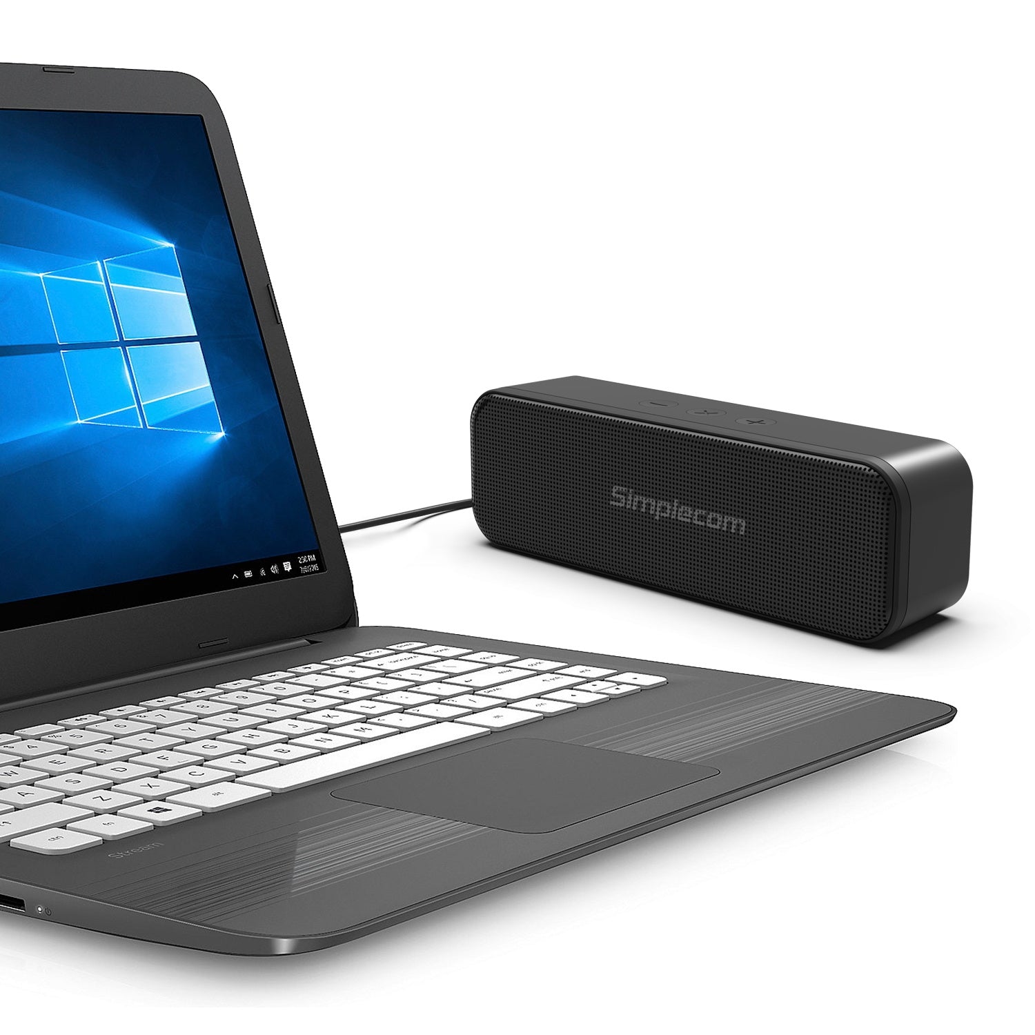 Audio Players & Recorders: Simplecom UM228 Portable USB Stereo Soundbar Speaker Plug and Play with Volume Control for PC Laptop