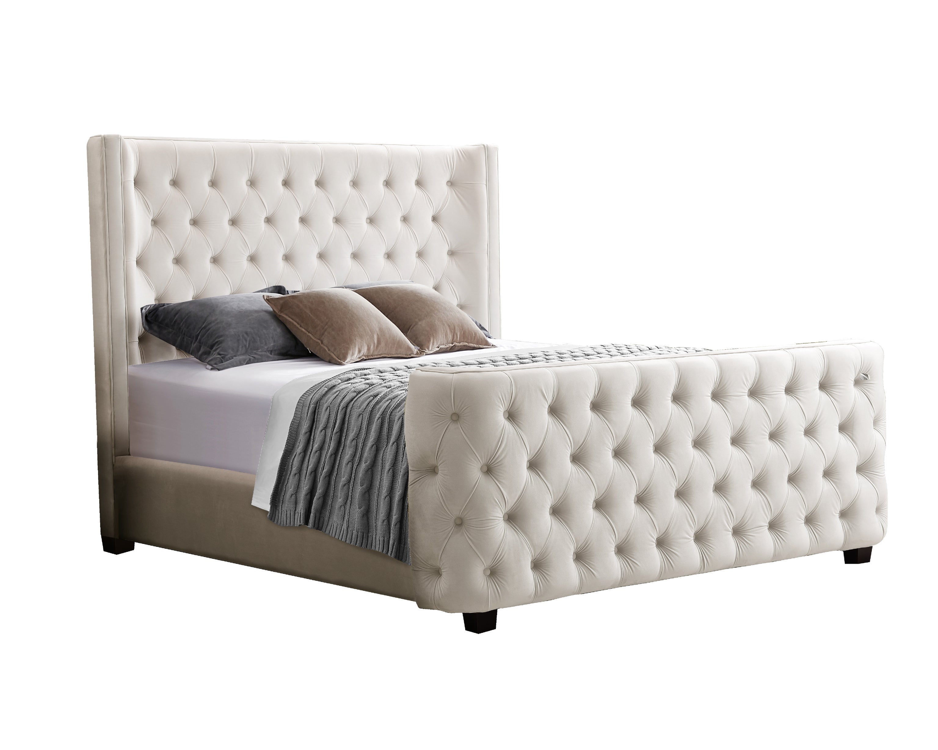 Beds & Bed Frames: Milan Cream Velvet Tufted  Headboard and End board Bed Frame - King