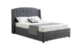 Beds & Bed Frames: Paris Tall Tufted Velvet Dark Grey Bed with Storage Drawer - King