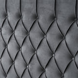 Beds & Bed Frames: Paris Tall Tufted Velvet Dark Grey Bed with Storage Drawer - King